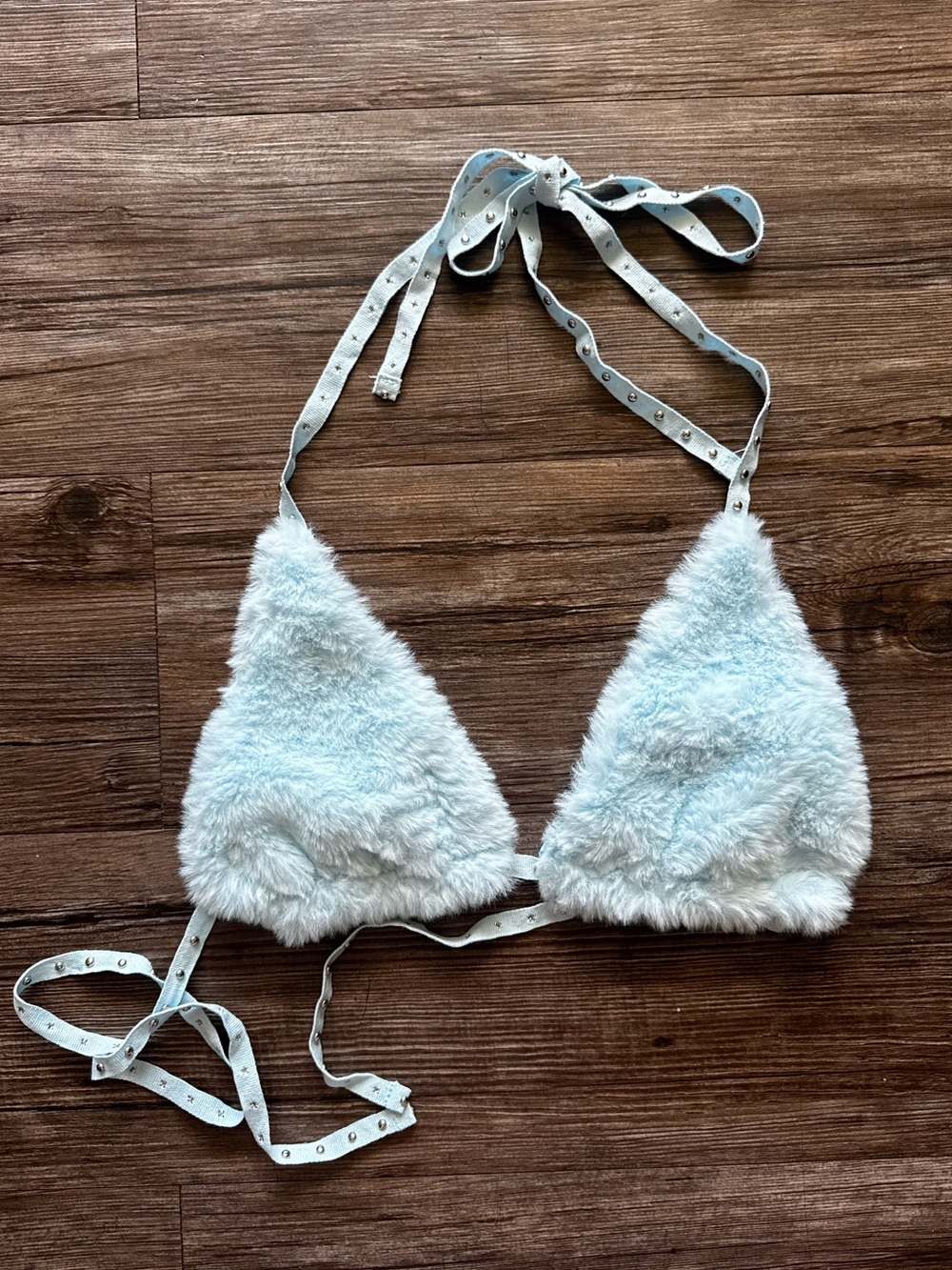 SHEIN Faux Fur Triangle Bralette - Light Blue